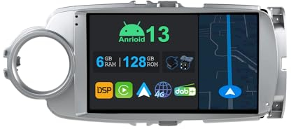 YUNTX 9 Zoll Android 14 Autoradio mit Navi Für Toyota Yaris GRMN 2012-2017 | Octa Core | 6GB 128GB | Eingebaut 4G LTE | CarPlay & Android Auto | DSP | DAB | HDMI | Dual Band WIFI | Bluetooth 5.0 | GPS