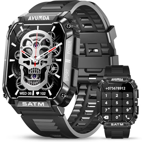 AVUMDA Montre Connectée Homme Android iphone, 1.98 Montre Intelligente Homme Montre Sport avec 120+ Modes Sportifs/Podometre/Calories Brûlées/Cardiofrequencemetre, Étanche IP68 Smart Watch T3 Utra
