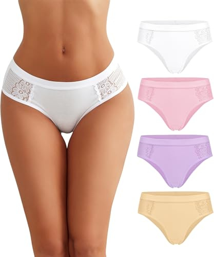 Avidlove Mutandine da donna in cotone con pizzo hipster slip mutandine da donna elasticizzato multipack