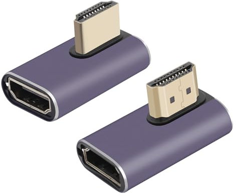 RIIEYOCA 90 Degree Left&Right Angle 8K HDMI Male to Female Adapter, 48Gbps HDMI 2.1UHD Connector 3D Extender, Supports 8K@60Hz 4K@120Hz Compatible with HDTVs, HDRs, ARCs Laptops, Roku TV (2PCS)