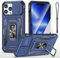 AFARER iPhone 13 Pro Max Hülle mit Ring Ständer und kameraschutz, Robuste stoßfeste Militär Schutzhülle, Cover mit Displayschutzfolie und Umhängeband für iPhone 13 Pro Max 6.7“-Blau
