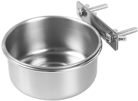Bol d'eau de Nourriture pour Oiseaux, Mangeoire à Vaisselle en Acier Inoxydable, Tasse d'alimentation Cage Perroquet avec 2 Pinces pour Perroquets Calopsittes Inséparables Pinson
