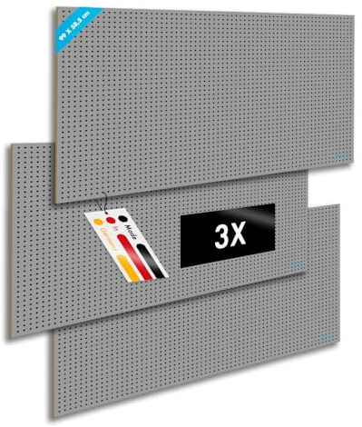 Midi 3 St. Werkzeugwand (MDF) 99 x 58,5 x 0,4 cm - Ø5 mm Abst. 15 mm - grau