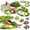 Dinosaur Race Tracks for Kids Toys - Create A Dinosaur World Road Racing Railway with 5 Pcs Cars, Flexible Train Track Playset with Storage Box, Birthday Party Gift for 3 4 5 6 Boys Girls