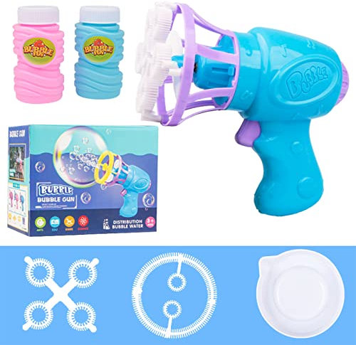 Outdoor Spielzeug, Seifenblasenpfeife, Seifenblasenmaschine, Seifenblasen, 3 Verschiedene Bubble Blower, mit 100 ml Bubble Solution, für Geburtstagsfeier, Hochzeit Outdoor, 6pcs (Sky Blue)