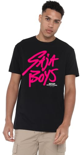 Kpop Demon Hunters Unisex K-pop Demon Hunters - Saja Boys Pink Logo Unisex T Shirt, Black T-Shirt