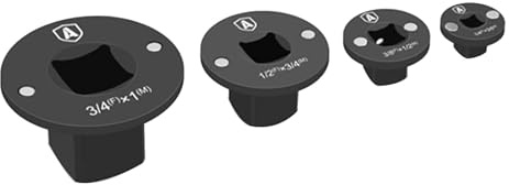 Goshyda Juego de Adaptadores de Vaso de Impacto de Perfil bajo de 4 Piezas, Adaptador de Trinquete de Accionamiento Magnético 3/4-1 1/2-3/4 1/2-3/8 1/4-3/8, Acero Al Carbono