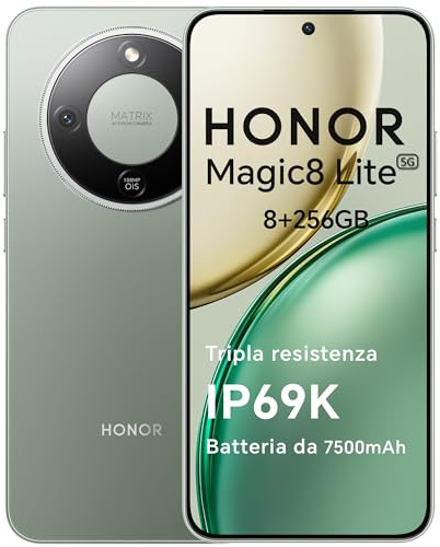 HONOR Magic8 Lite Smartphone 5G, 8+256GB, Dreifach Resistent-IP69K, 7500 mAh, Fotocamera AI OIS da 108 MP, 6,79 Zoll AMOLED-Display Handy, Intelligente KI-Erfahrung, Dual-SIM, NFC, Forest Green
