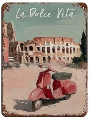 Poster Vespa Rom Blechschild, Vintage, Metall, Pub, Club, Café, Bar, Zuhause, Wandkunst, Dekoration, Poster, Retro, 30 x 40 cm