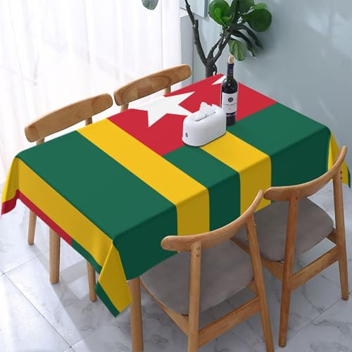 SMAZDFXX Nappe rectangulaire à Motif Drapeau du Togo, 137 x 183 cm, Bordure en Dentelle ondulée, en Polyester, idéale pour Les Repas, la Cuisine et Les fêtes.