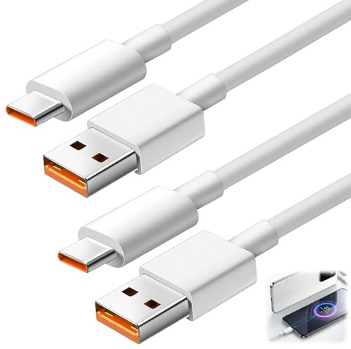 Zynqo 2PCS 120W USB Type C Fast Charger Cable Turbo Compatible with Xiaomi | 2M Fast Charging Cable Compatible Xiaomi 14/13 Lite/13/13 Pro/12T/12/12X/11T/10T, Redmi Note 11 Pro+ 5G/11 Pro/10, Poco F4/X4