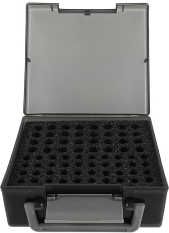 Battery Recycling Box Black Plastic Battery Organizer Case 72 Aa Aaa | Portable Carry Design, Multiple Compartments for Efficient Classification, Home and Office Storage