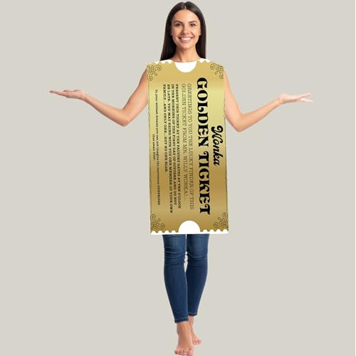TABARDO! Golden Ticket Inspired PVC Tabard Costume | Lightweight Fancy Dress Cover-Up | Themed Party & Event Costume Accessory