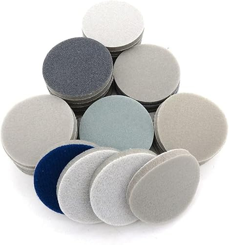 5 Stück 2-Zoll 50mm Rücken Samt Schwamm Scheibe Schleifpapier Polierblatt Trocken Nassschleifen Selbstklebend Gebürstetes Wasser Schleifen, 500-600 Grit