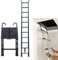 Aluminum Telescopic Attic Ladder - 3.2M x 10.5FT, Portable Extension Ladder with Detachable Hook, Safety Design, EN131, Max Capacity 150KG