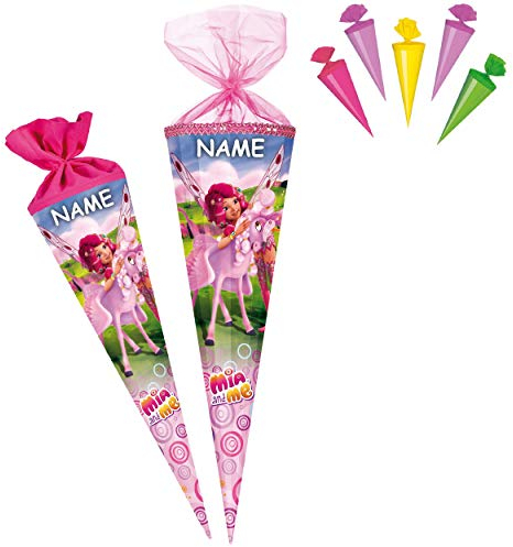 Set Schultüte + 5 kleine Zuckertüten - Mia and Me - Einhorn Kyara - 35 cm - rund - mit Tüllabschluß - Zuckertüte - mit/ohne Kunststoff Spitze - Nestle..