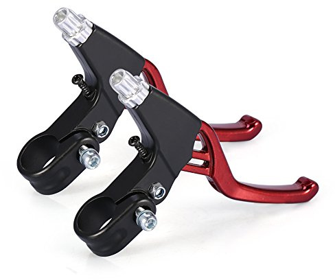 DISIWENE 1 Pair Bicycle Brake Lever, V-Brake Handlebar Aluminium Alloy Bike Brake Handle Universal 2.2cm for Most Bicycle, Road Bike, Mountain Bike (Red)