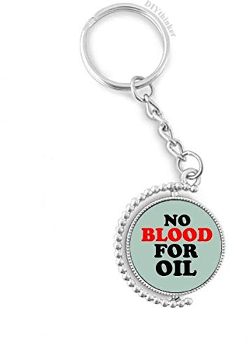 DIYthinker Kein Blut für Öl Liebe und Frieden Welt Drehbare Schlüsselanhänger Ringe 1.2 Zoll x 3.5 Zoll Mehrfarbig