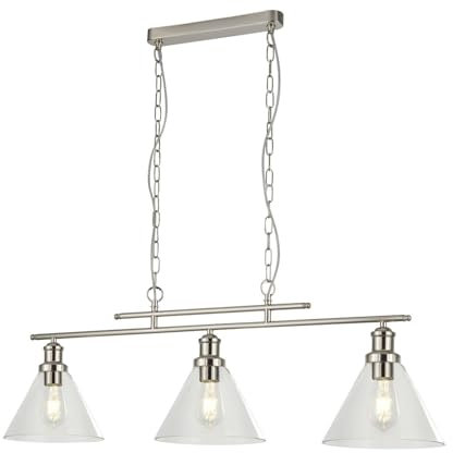 Searchlight 1277-3SS Pyramid 3 Linear Pendant Light in Satin Silver