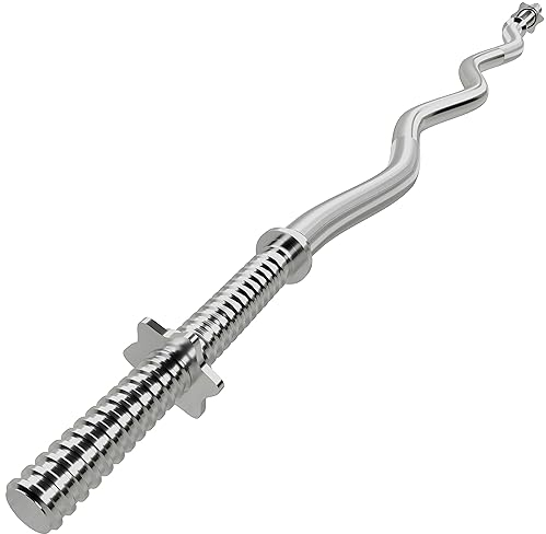GYM MASTER EZ Curl Bar with Spinlock Collars Standard Barbell for Bicep Curls and Weight Lifting