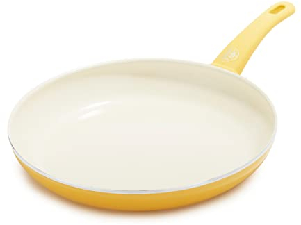 GreenLife Soft Grip Padella da 30 cm in ceramica antiaderente, senza PFAS, lavabile in lavastoviglie, giallo