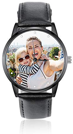 ALBERTBAND Uhr Damen Personalisierte Foto Uhren Lederband Uhren Frauen Männer Armbanduhr für Vatertag Mütter Geschenk