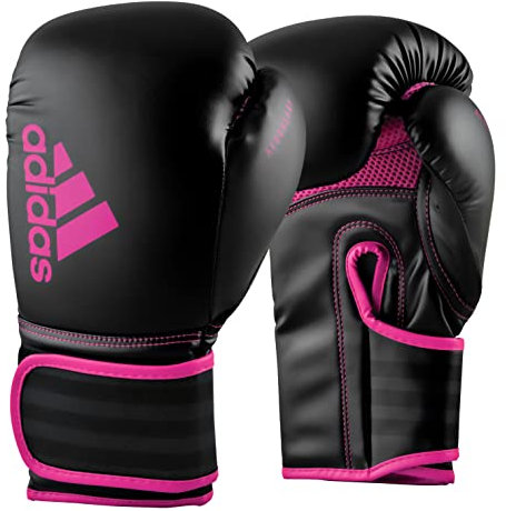 adidas Hybrid 80 Gants de Boxe – Convient pour la Boxe, Le Kickboxing, Le MMA, Le Fitness et l'entraînement – pour Enfants, Hommes ou Femmes – Noir/Rose – 25,4 g