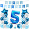 envami® Geburtstagsdeko Jungen Blau Zahl 5.Happy Birthday Deko Geburtstag Junge Folienballon 5 Luftballon 5. Geburtstag Kindergeburtstag Deko 5.