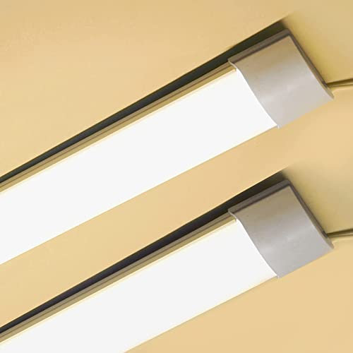 Sundertech LED Batten Light 4FT, 2Packs, Integrated Tube Light 117cm 34w 3750lm Neutral White 4000K Wall Ceiling Mount for Indoor Garage Workshop Shed Warehouse