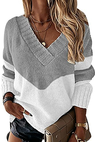 Jersey Punto Cuello Pico Mujer Invierno Sueter Mujer Manga Larga Jerséis Pullover Ochos Oversize Cuello V Talla Grande Jerseys Leopardo Modernos Jerseis de Mujer Tallas Grandes Suéter Ancho Otoño