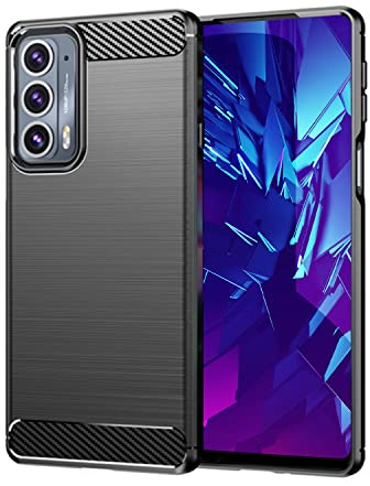 SCL Case for Moto Edge 20 Case [Black], Carbon Fibre Effect Gel Grip Protection Cover [Anti Scratch][Anti Collision] Case Compatible with Motorola Edge 20