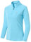 AjezMax Damen 1/4 Reißverschluss UPF 50+ Wandershirt Sonnenschutz UV Laufshirt Longsleeve Leicht Workout Sommershirt Outdoorshirt Himmelblau Klein