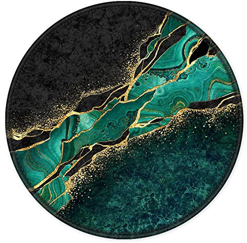 ITNRSIIET Tapis de Souris avec Bord Cousu, Tapis de Souris de qualité supérieure, texturé, imperméable, Base en Caoutchouc antidérapant, pour Souris Gaming Filaire ou sans Fil, marbre Vert, doré
