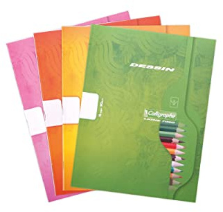 Calligraphe Clairefontaine 551C - Packung mit 25 Heften Calligraphe, ideal für Kunstunterricht und Zeichnungen, 8 Blatt, 17x22cm, 90g, blanko, sortierte Farben, 1 Pack