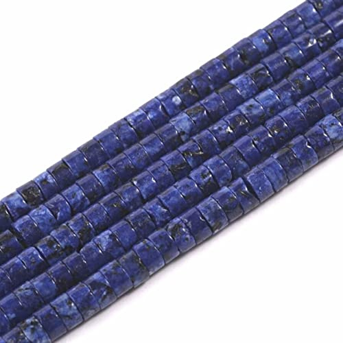 ACYUNLEI 1 Strand 4x2mm Natural Gemstone Heishi Beads, Loose Flat Round Undyed Cylinder Flat Spacer Stone Beads for Bracelet Earrings Jewelry Making, Lapis Lazuli