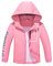 ALXHUTE Veste de pluie imperméable pour garçons et filles, coupe-vent léger avec capuche, rose, 15-16 ans