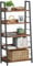 IRONCK Bücherregal, Standregal 5 Ebenen, Leiterregal Industriestil, 35x70x150cm Regal mit Stahlrahmen für Büro, Wohnzimmer, Schlafzimmer, Arbeitszimmer, Küche, vintagebraun-schwarz