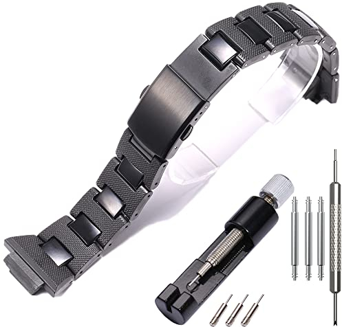 WRISTARMOR Kunststoff-Stahlarmband, kompatibel mit Caiso DW5600, GW-M5610, GW-6900, GA2100, Herren-Sportuhr-Armband, Schwarz,