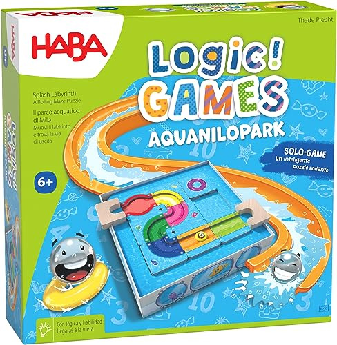 HABA 306827 - Logic! Games - AquaNiloPark, Juego Infantil en Solitario de lógica, autocorrectivo. Más 6 años