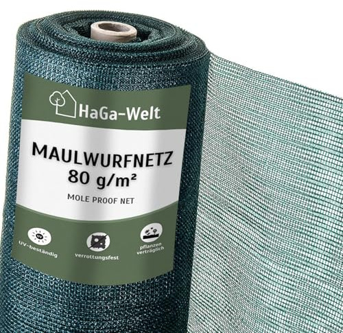 HaGa® Maulwurnetz 2,6m x 50m = 130m² Tierfreundliche Maulwurfabwehr - Maulwurfstopp mit Maulwurfsperre für eine sanfte Vertreibung Ihrer Gartengäste und optimalen Rasenschutz