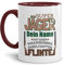 Tassendruck Tasse selbst gestalten - mit Name Personalisieren - mit Spruch - Super Jäger mit Flinte - Geschenkidee für Jäger, Jagd, Waidmann | Innen & Henkel Weinrot, 300ml