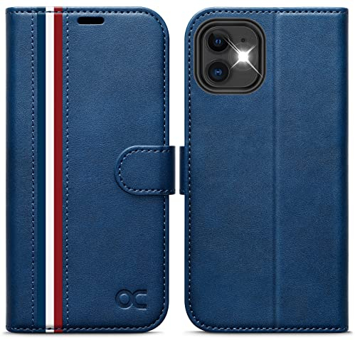 OCASE for iPhone 12/12 Pro Case, PU Leather Wallet, Magnetic Flip Folio Cover with RFID Blocking, Card Holders, Shockproof TPU, and Kickstand for 6.1 Inch iPhone 12/12 Pro, Stylish Blue