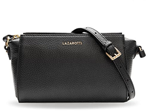 Lazarotti Bologna Leder Umhängetasche Damen | verstellbarer Schultergurt | mittelgroße Crossbody Bag | Schultertasche 20 cm