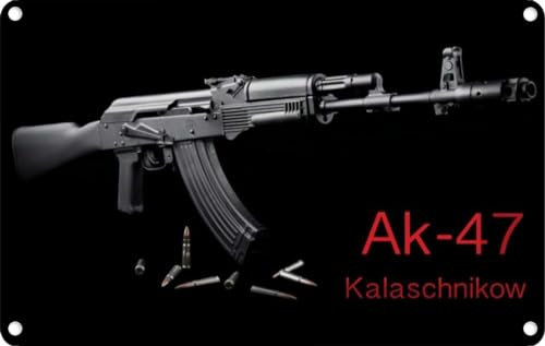 vianmo Blechschild 12x18 cm Gewehr AK-47 Kalaschnikow Deko Geschenk Metall Schild