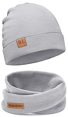 Bubalove - Mütze und Schal Set - Baumwollmütze - Kragen für Baby - Baumwollmütze und Halswärmer - Strickmütze - Mütze und Schals - Kinder Kindermütze