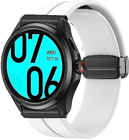 Blueshaweu Bracelet de rechange pour montre connectée Ticwatch Pro 5, 24 mm en silicone souple avec boucle magnétique, compatible avec la montre connectée Ticwatch Pro 5 Android