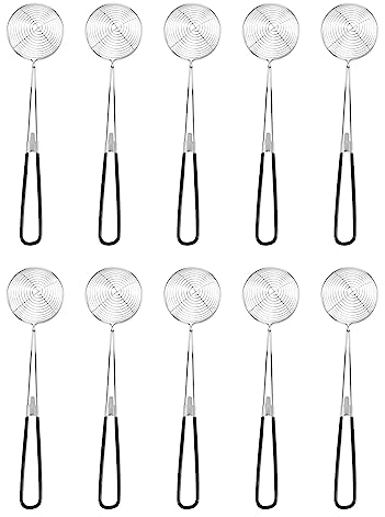 Kaneorooir 10 Pieces Hot Pot Strainer Scoops,Stainless Steel Hot Pot Strainer Spoons Mesh Skimmer Spoon Strainer Ladle with Handle