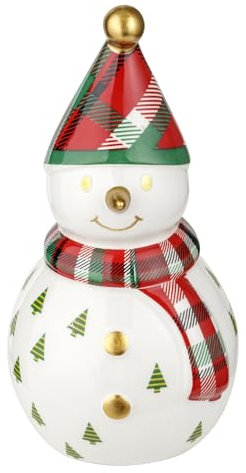 Baroni Home Statuetta Natalizia in Porcellana Decorata, Sopramobile Decorazione Colorata Personaggio Natalizio di Alta Qualità, Pupazzo di Neve, 8x8x16 cm