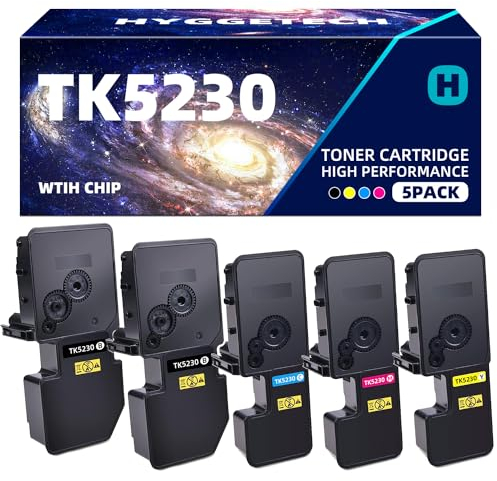 Hyggetech TK5230 TK-5230 5er Toner kompatibel mit Kyocera TK5230 TK-5230K TK-5230C TK-5230Y TK-5230M für Kyocera Ecosys M5521cdw P5021cdn P5021cdw (2 Schwarz Cyan Gelb Magenta, 5er-Pack)