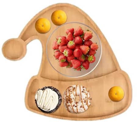 Tabla de embutidos de Navidad, tabla de queso de bambú, bandeja de madera para servir de Navidad, bandeja de aperitivos, bandeja de aperitivos de aperitivos, plato de dulces de postre, duradero,